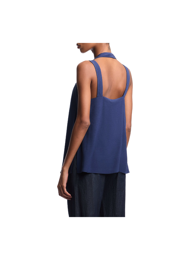 Emporio Armani - Micro-leopard jacquard fluid fabric top