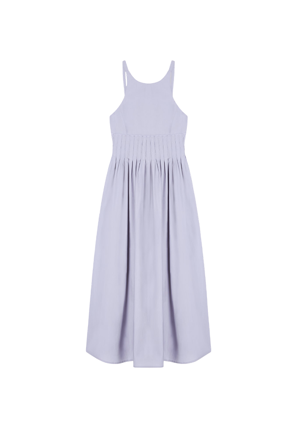 Emporio Armani - Abito lungo con motivo punto smock in popeline