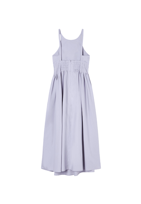 Emporio Armani - Abito lungo con motivo punto smock in popeline
