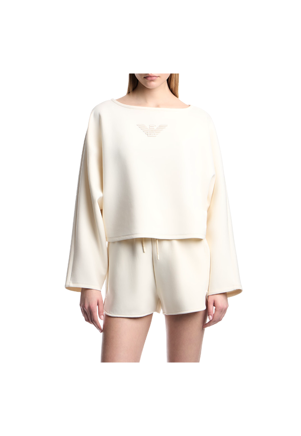 Giorgio Armani - Double jersey cropped sweatshirt with eagle embroidery