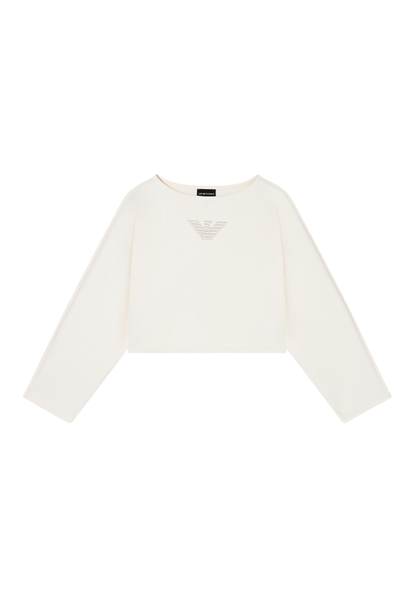 Giorgio Armani - Double jersey cropped sweatshirt with eagle embroidery