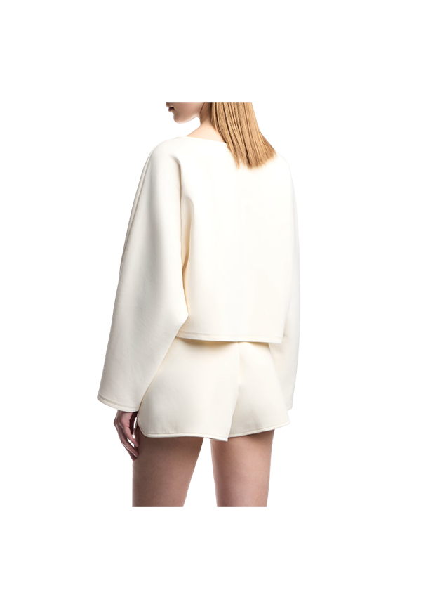 Giorgio Armani - Double jersey cropped sweatshirt with eagle embroidery