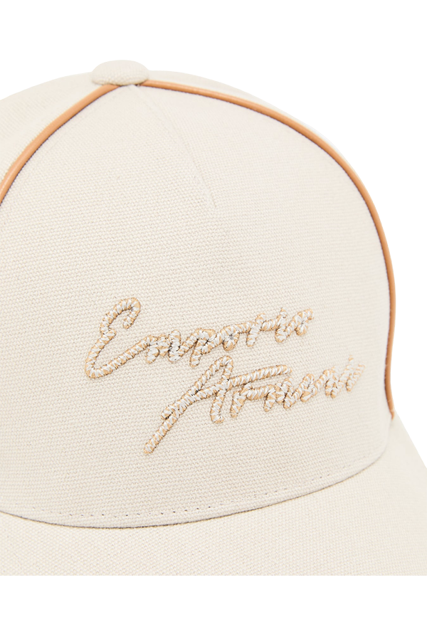 Emporio Armani - Cappello da baseball in canvas ricamo logo signature