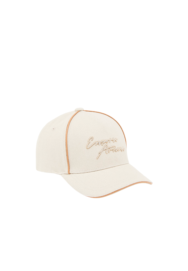Emporio Armani - Cappello da baseball in canvas ricamo logo signature