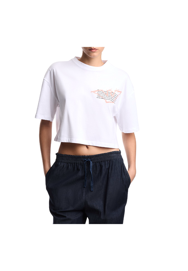 Emporio Armani - T-shirt cropped in jersey con stampa aquila ASV