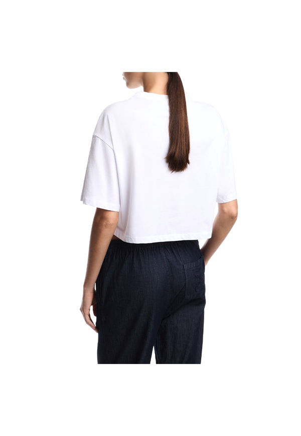 Emporio Armani - T-shirt cropped in jersey con stampa aquila ASV