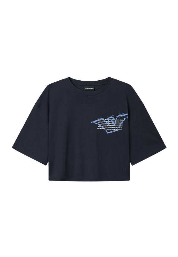 Emporio Armani - T-shirt cropped in jersey con stampa aquila ASV