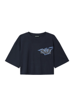 Emporio Armani - T-shirt cropped in jersey con stampa aquila ASV
