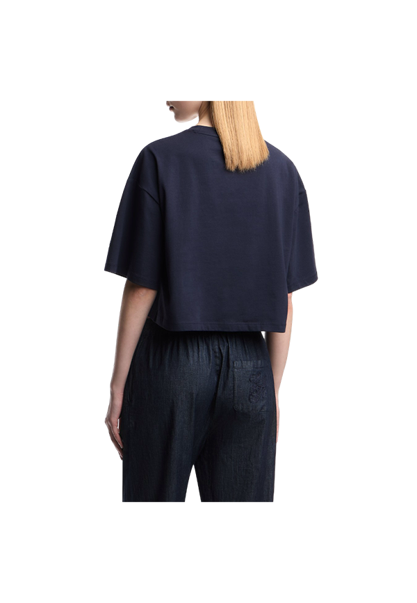 Emporio Armani - T-shirt cropped in jersey con stampa aquila ASV