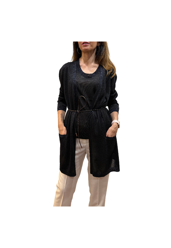 Gran Sasso - Cardigan Lurex con cintina