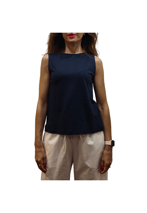 White Wise - Top misto lino con bottoncini