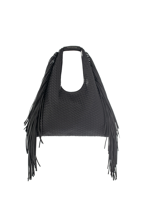 Manila Grace - Borsa Sac Bag con Frange Nero