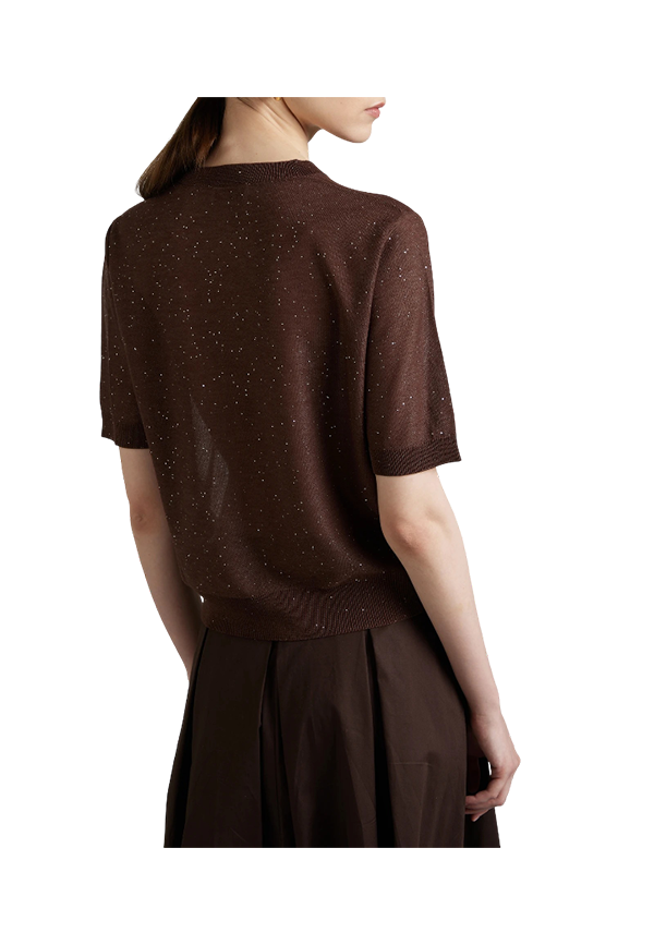 Kangra - Maglia girocollo con manica a tre quarti con micropaillettes