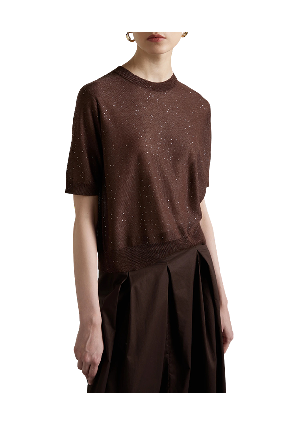 Kangra - Maglia girocollo con manica a tre quarti con micropaillettes