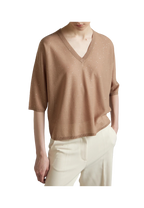Kangra - Maglia scollo a v con manica a tre quarti e micropaillettes