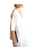 Kangra - Maglia scollo a v color block in viscosa stretch
