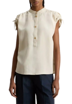 Woolrich - Blusa con colletto alla coreana in misto lino