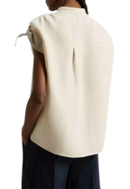 Woolrich - Blusa con colletto alla coreana in misto lino