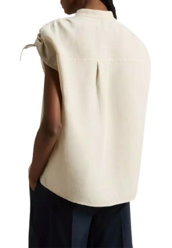 Woolrich - Blusa con colletto alla coreana in misto lino