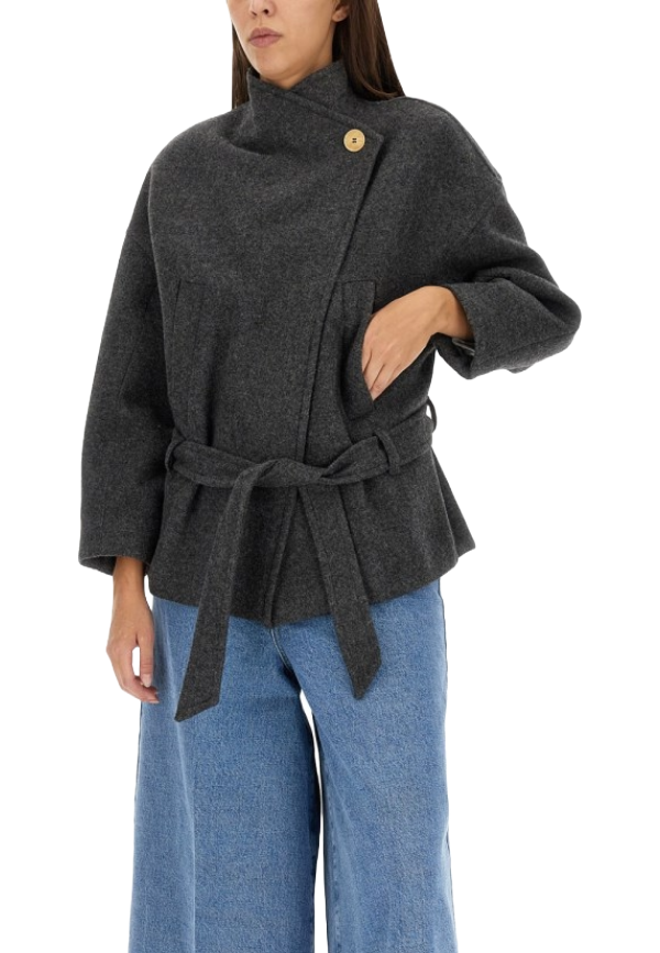 Alysi - Giacca in lana con cintura