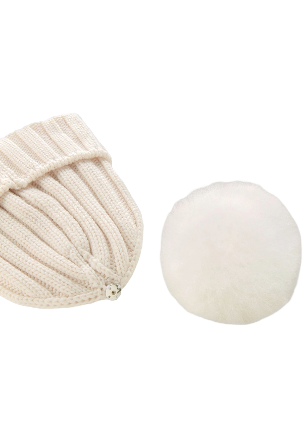 Woolrich - Berretto in pura lana vergine con pon-pon in cashmere