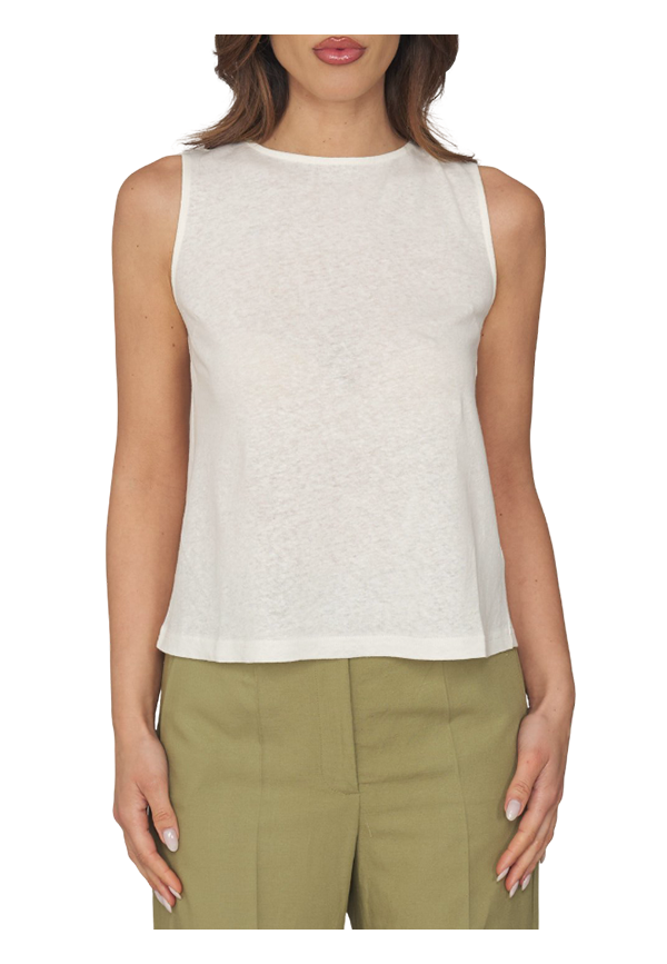 White Wise - Top misto lino con bottoncini