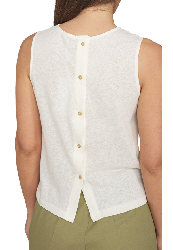 White Wise - Top misto lino con bottoncini