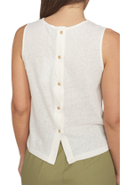 White Wise - Top misto lino con bottoncini