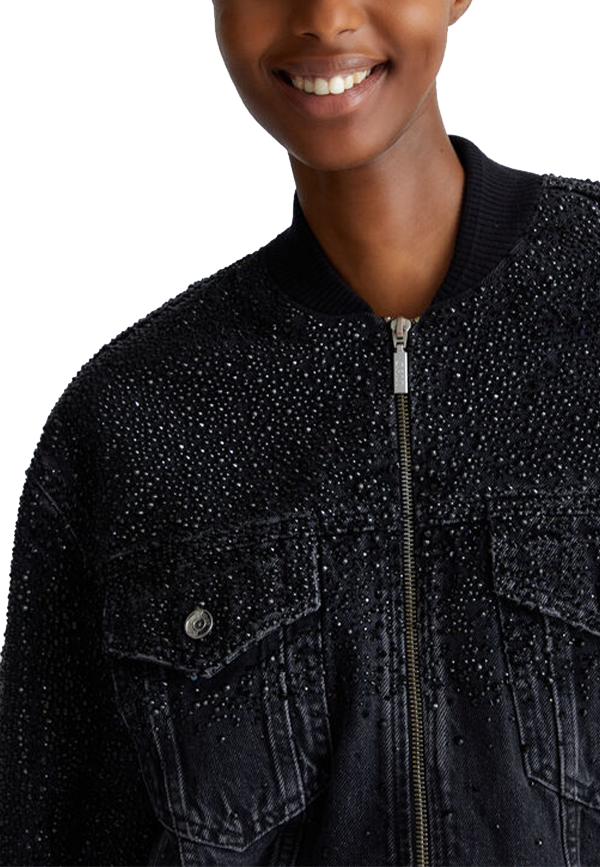 Liu Jo - Bomber in denim con strass