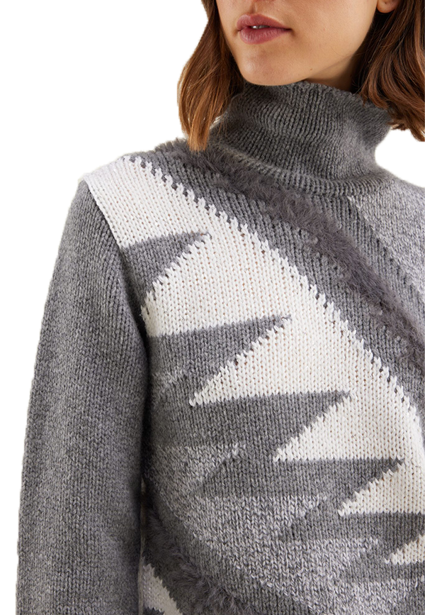 Kangra - Maglione Dolcevita Con Intarsio Geometrico