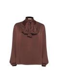Manila Grace - Blusa In Raso Con Fiocco Al Collo