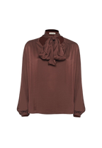 Manila Grace - Blusa In Raso Con Fiocco Al Collo