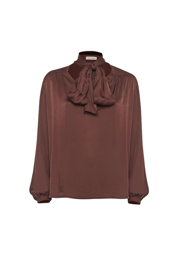 Manila Grace - Blusa In Raso Con Fiocco Al Collo