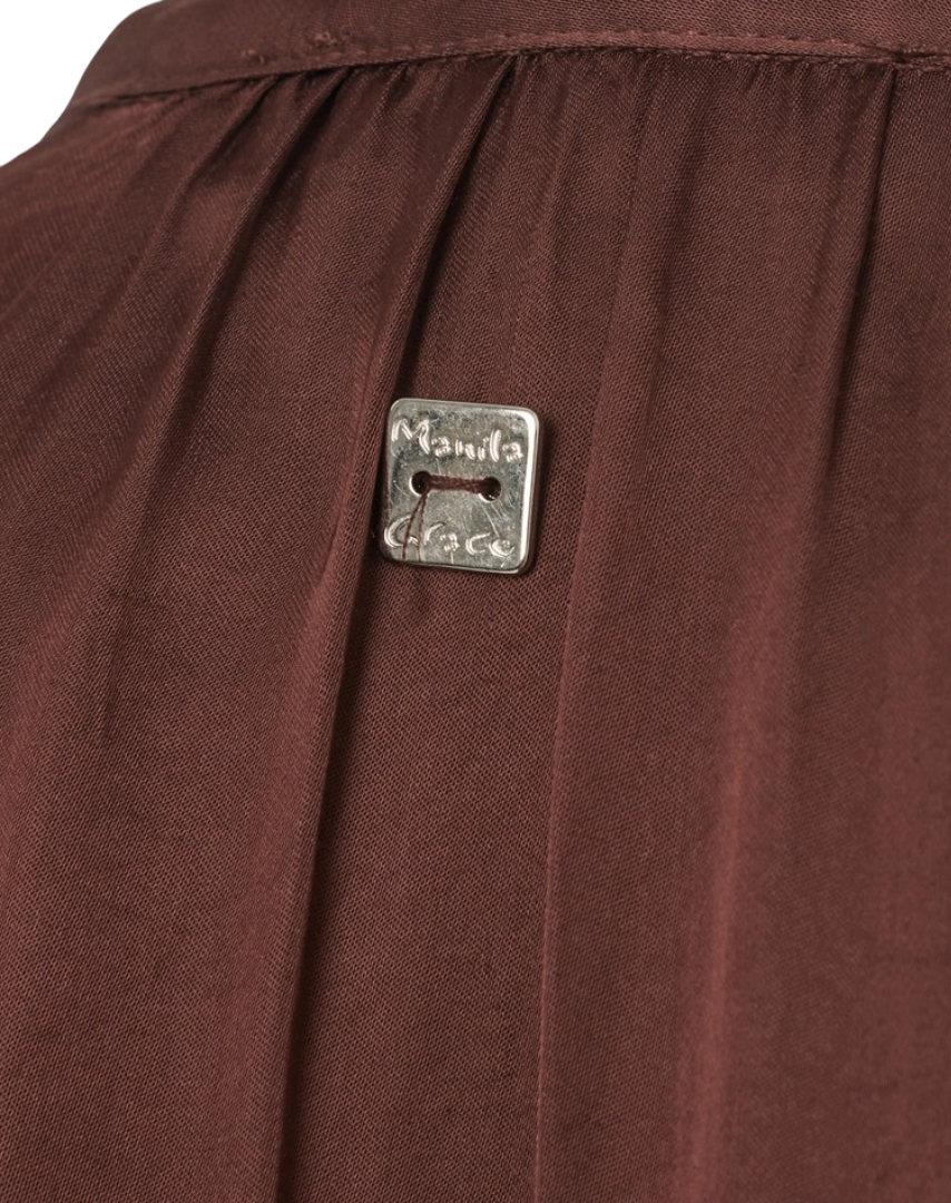 Manila Grace - Blusa In Raso Con Fiocco Al Collo