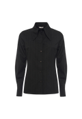 Manila Grace - Camicia Nera Gessata Con Colletto Maxi