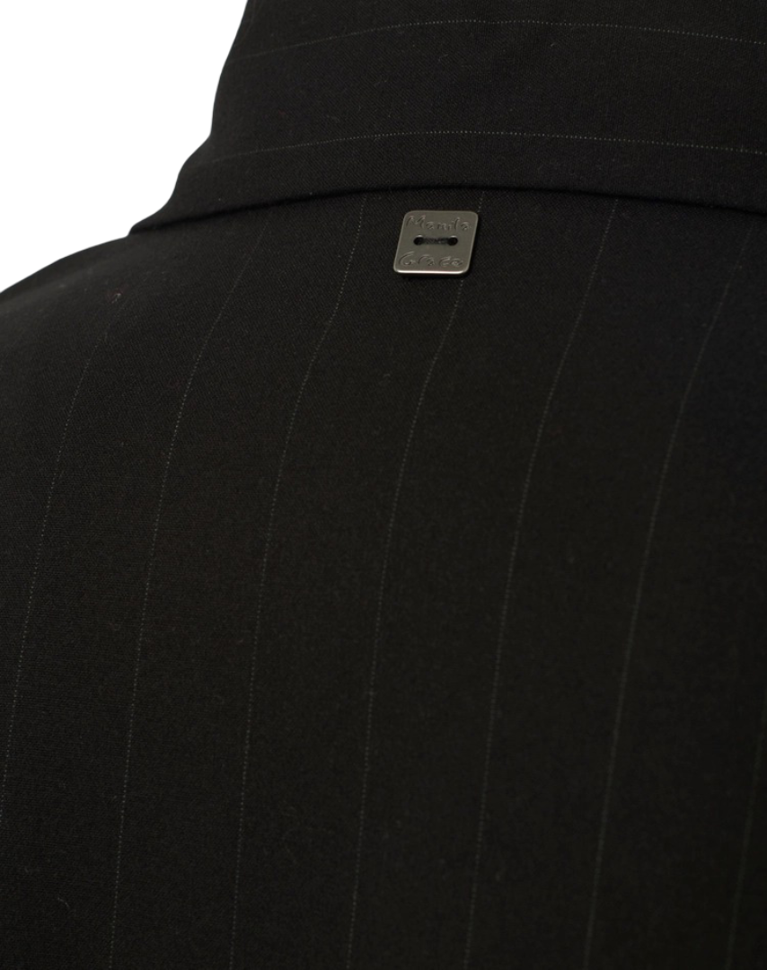 Manila Grace - Camicia Nera Gessata Con Colletto Maxi