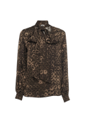 Manila Grace - Blusa In Satin Con Stampa Optical E Fiocco Al Collo