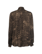 Manila Grace - Blusa In Satin Con Stampa Optical E Fiocco Al Collo