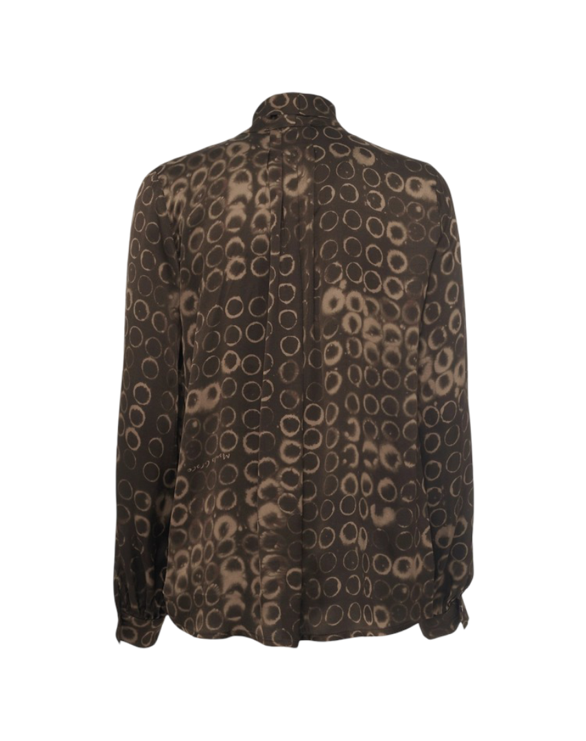 Manila Grace - Blusa In Satin Con Stampa Optical E Fiocco Al Collo