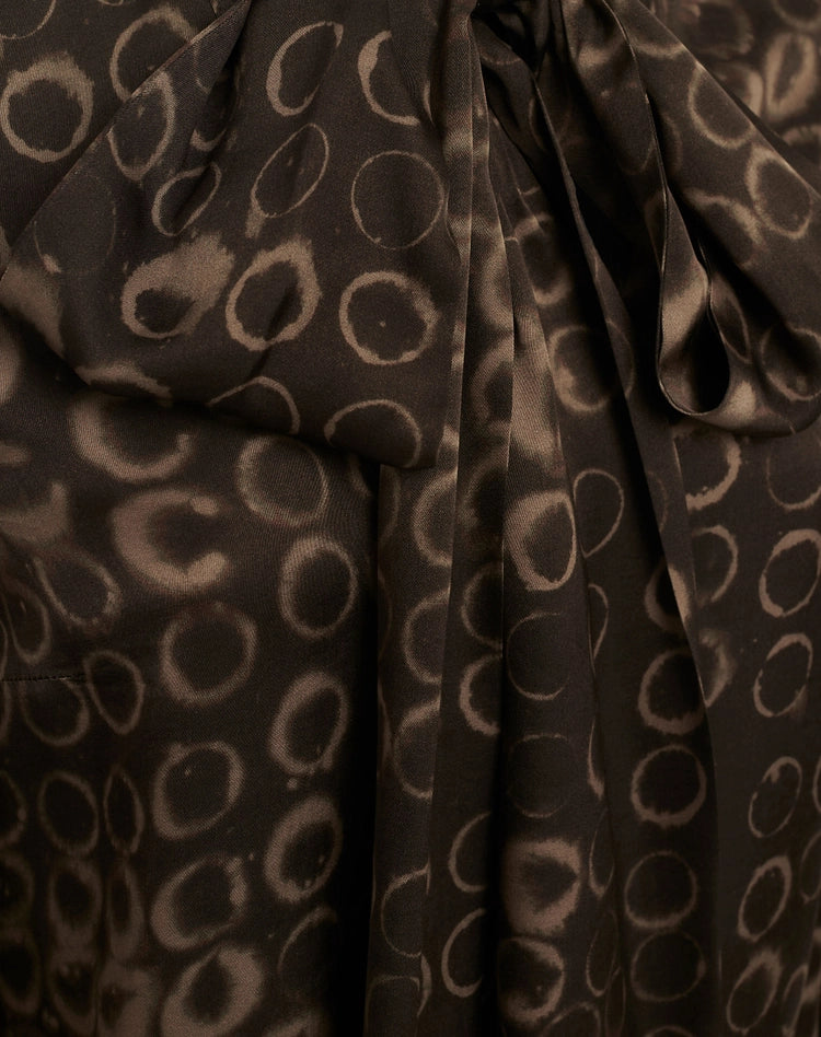 Manila Grace - Blusa In Satin Con Stampa Optical E Fiocco Al Collo