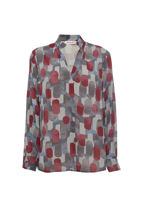 Manila Grace - Blusa Geometrica Multicolor Con Scollo a V