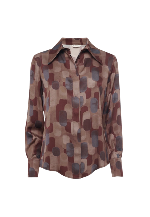 Manila Grace - Camicia Stampata Con Colletto e Fantasia Geometrica