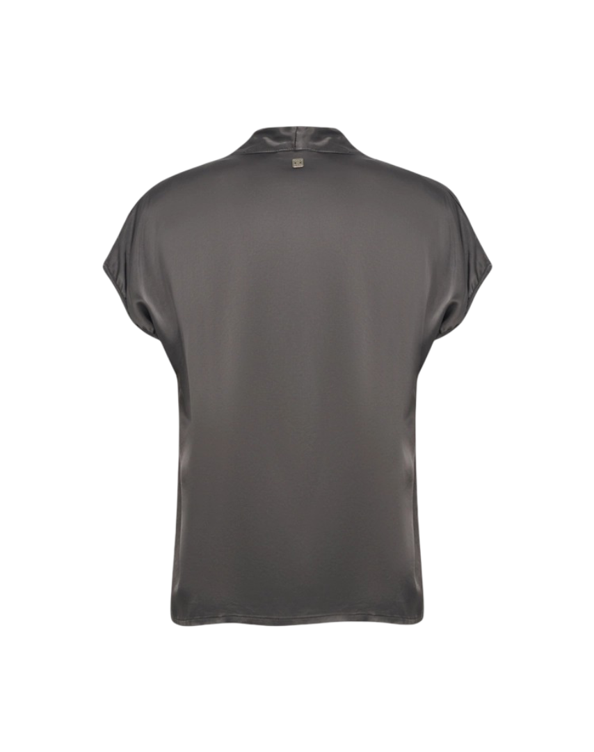 Manila Grace - Blusa In Raso Con Scollo Morbido