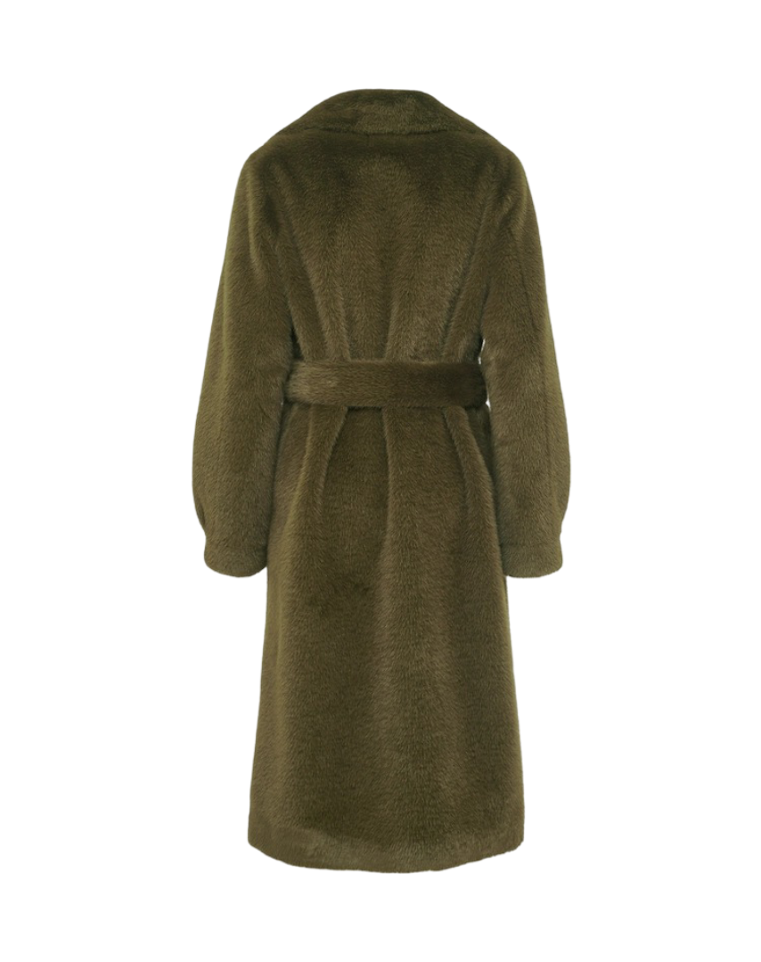 Manila Grace - Cappotto Lungo In Eco-Pelliccia Con Cintura