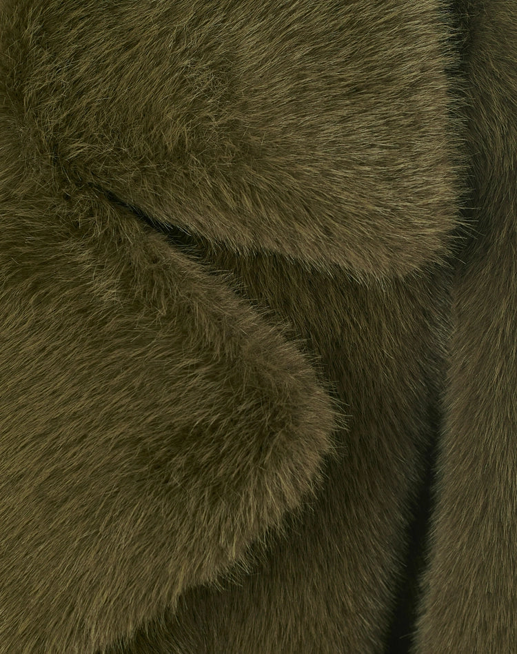 Manila Grace - Cappotto Lungo In Eco-Pelliccia Con Cintura