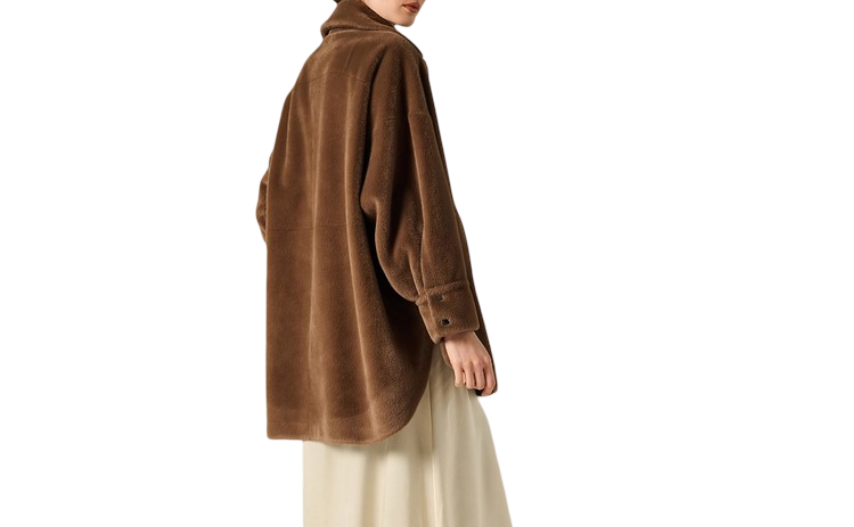 Manila Grace - Cappotto Chemisier In Eco-Pelliccia Con Bottoni A Pressione