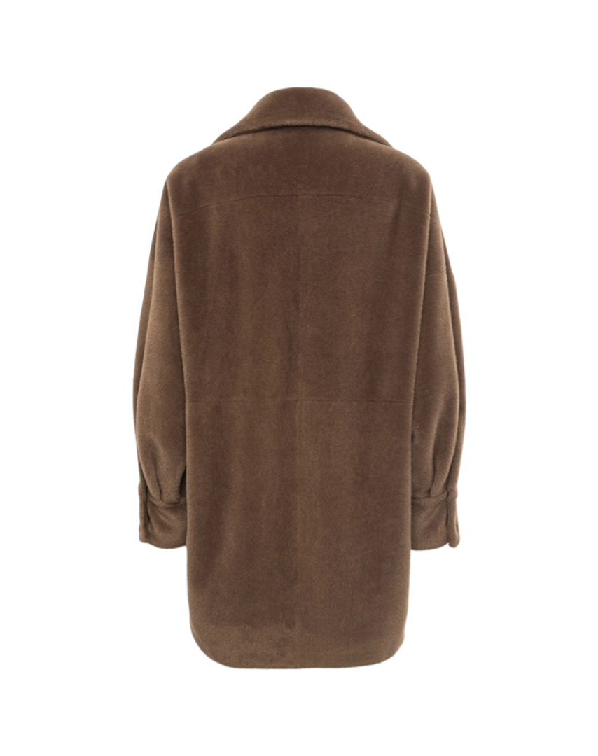 Manila Grace - Cappotto Chemisier In Eco-Pelliccia Con Bottoni A Pressione