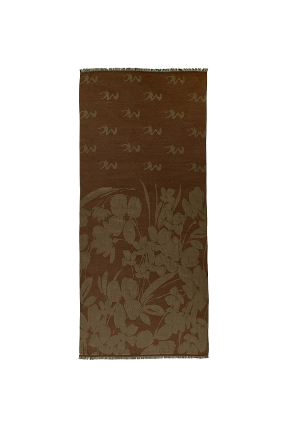 Manila Grace - Sciarpa Jacquard Con Motivo Floreale E Logo Mg All-Over