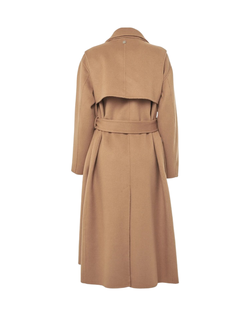 Manila Grace - Cappotto Double In Misto Lana Con Cintura