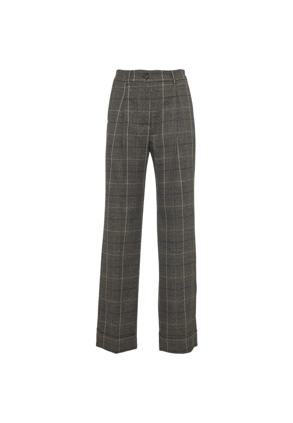 Manila Grace - Pantaloni Dritti Con Risvolto E Motivo Check